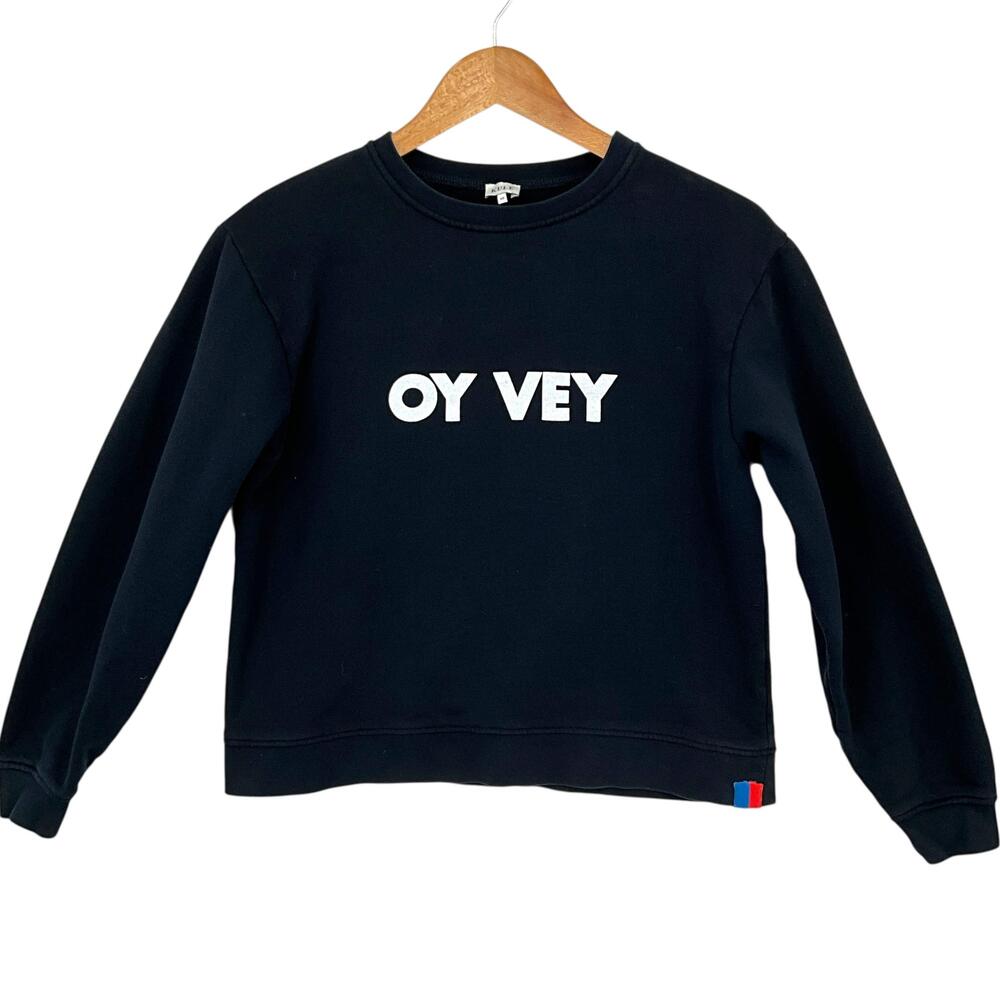 KULE Raleigh Sweatshirt Womens XS Blue Oy Vey Organic Cotton Fleece Crew Neck